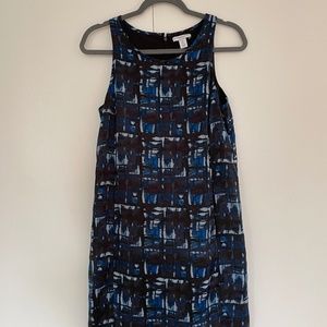 Katherine Barclay Montreal Abstract Print Blue Midi Shift Dress Size 2